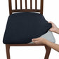 Navy stretch dining chair seat cushion slipcover, snug fitted cover on chair seat