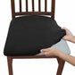 Black stretch dining chair seat cushion slipcover, snug fitted cover on chair seat