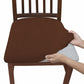 Dark brown stretch dining chair seat cushion slipcover, snug fitted cover on chair seat