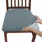 Blue gray stretch dining chair seat cushion slipcover, snug fitted cover on chair seat