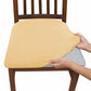 Beige stretch dining chair seat cushion slipcover, snug fitted cover on chair seat