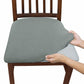 Gray stretch dining chair seat cushion slipcover, snug fitted cover on chair seat