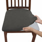 Dark gray stretch dining chair seat cushion slipcover, snug fitted cover on chair seat