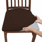 Stretch dining chair seat cover, dark brown fitted cushion with elastic edge