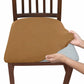 Stretch dining chair seat cover, tan camel fitted cushion on dining chair