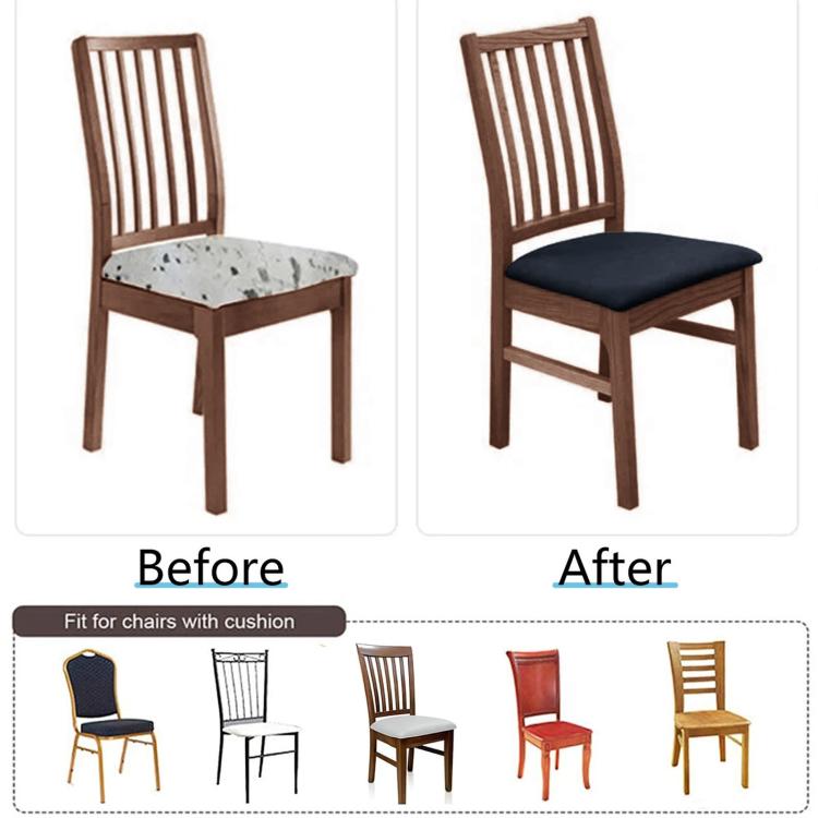 Stretch dining chair seat cover, navy blue fitted cushion for dining chair seat