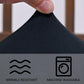 Stretch dining chair seat cover, navy fabric close-up with stretch and elastic edge