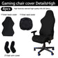 Black 4-piece gaming chair cover set: back, seat, and armrest covers with matching shape