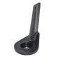 Black rudder stabilizer fin bracket with vertical post and round threaded hole