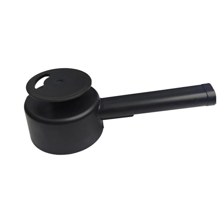 Black steam diverter base with round lid and long outlet tube