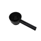 Black steam diverter with open round bowl top and angled outlet spout