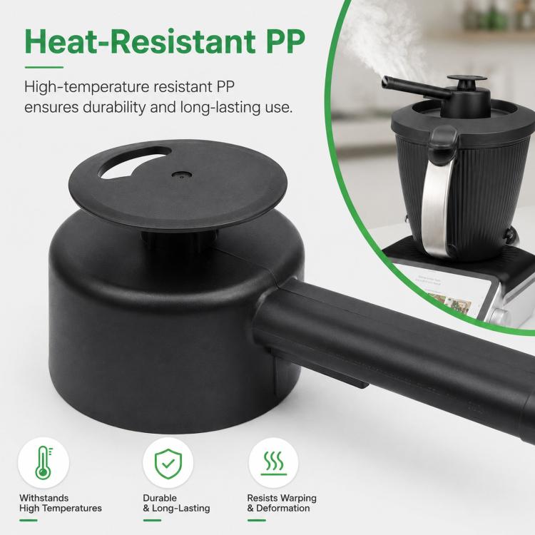 Heat-resistant black PP steam diverter with round top and outlet pipe