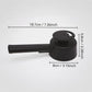 Black steam diverter with round top and long outlet pipe; dimensions shown