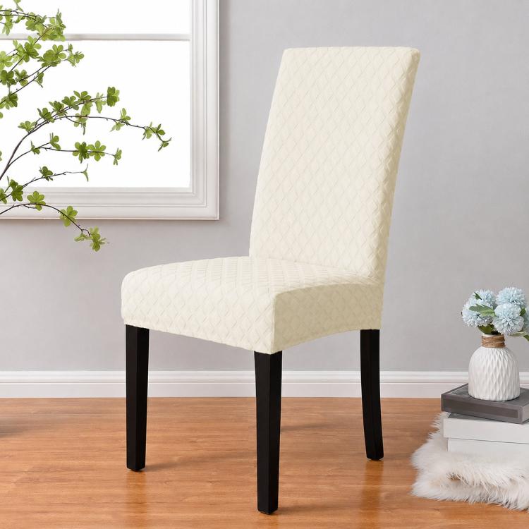 Stretch Dining Chair Cover Rhombus High Back Kitchen Chair Slipcover, M 45-60cm Height, L 60-70cm Height