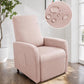 Water-resistant recliner chair cover, blush pink fabric with stitched pocket on arm