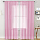 Pink sheer voile curtain panel with rod pocket top for light filtering