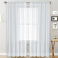 White sheer voile curtain panel with rod pocket, light-filtering window-grid pattern