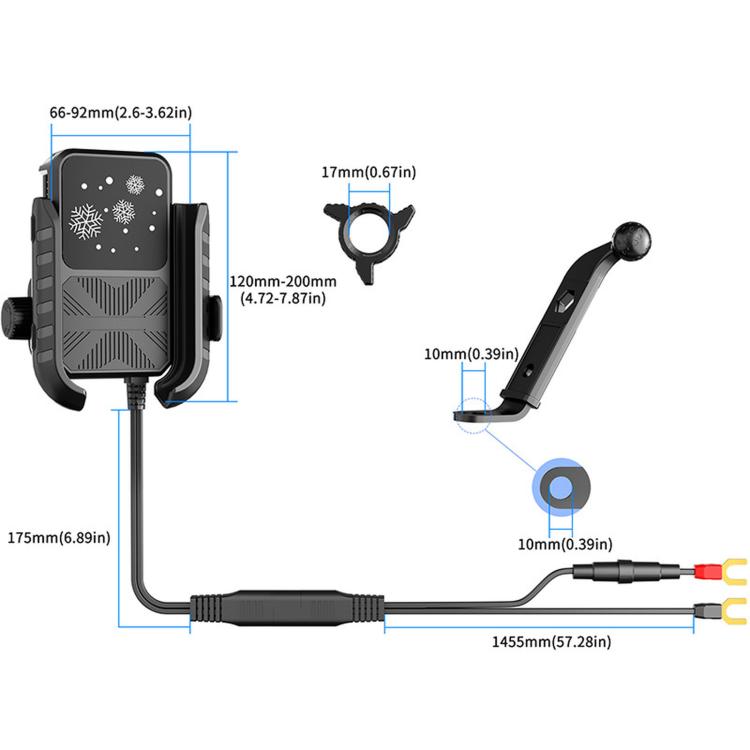 Motorcycle Semiconductor Cooling Heat Dissipation Phone Holder, Mirror Base