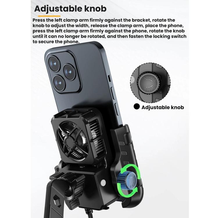 Motorcycle Semiconductor Cooling Heat Dissipation Phone Holder, Mirror Base