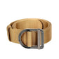 Men's work belt with zinc alloy D-ring buckle, khaki webbing and metal plate