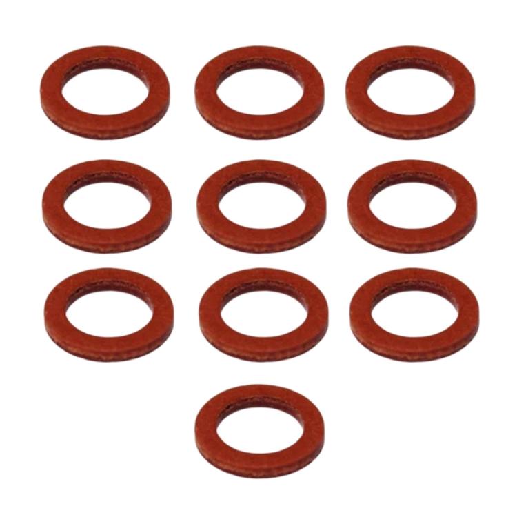 Red drain screw gasket washers with center hole, 9-pack layout