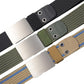 Men's nylon belt with zinc alloy buckle, black webbing and metal grommet end