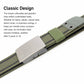 Men's nylon belt with zinc alloy buckle, green webbing with blue accent stripe