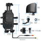 Motorcycle wireless charging phone holder dimensions showing black mirror base and cable