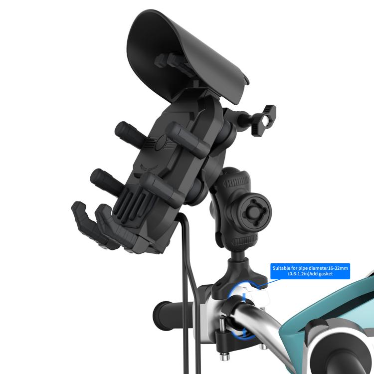 Motorcycle Shock-Absorbing Wireless Fast Charging Camera Phone Navigation Holder, Handlebar
