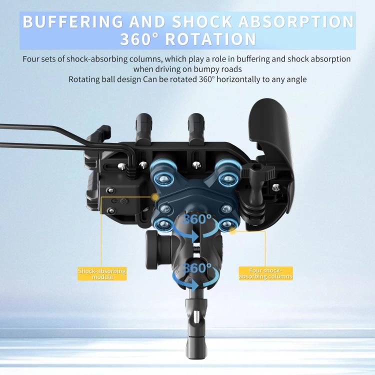 Motorcycle Shock-Absorbing Wireless Fast Charging Camera Phone Navigation Holder, Handlebar