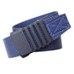Automatic buckle nylon belt for men, navy woven strap with gray buckle panel