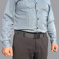 Men’s automatic buckle nylon belt worn with dress shirt and dark trousers