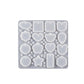 Square silicone mold with 16 resin cavities: hearts, stars, circles, hexagon, teardrops