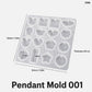 Silicone pendant mold with 16 cavities, 18.9 x 19.4 cm, 0.8 cm thickness