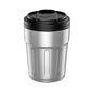 Stainless-look car ashtray with black lid open, metal cigarette disposal cup
