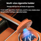 Orange metal car cigarette disposal can with LED glow, close-up on dashboard