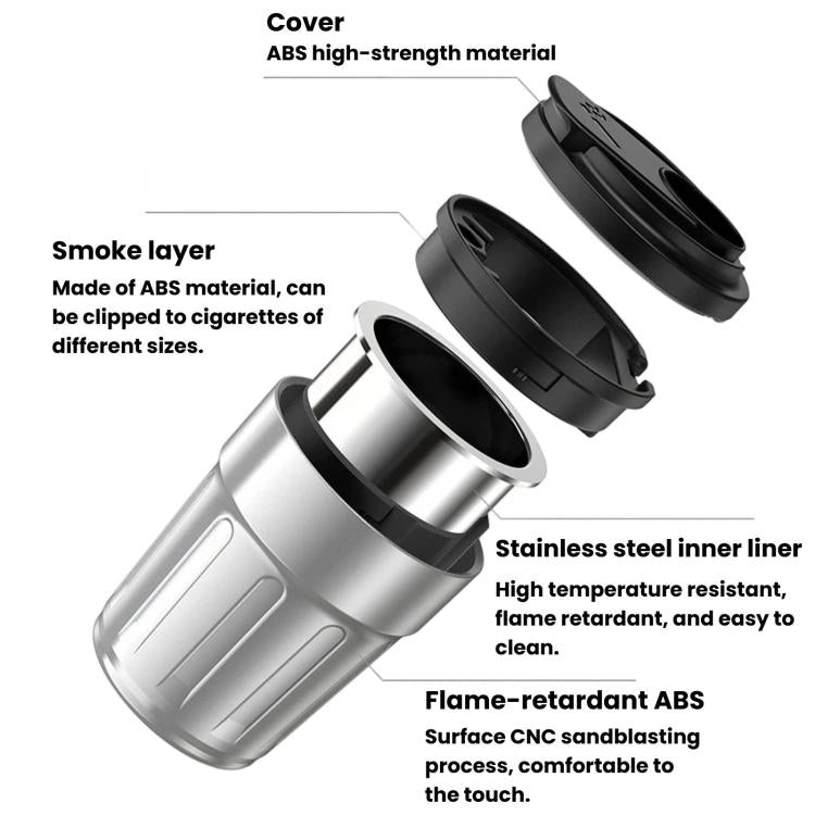 Metal car ashtray parts: lid, inner liner, smoke layer, and cover components