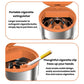 Orange metal car ashtray with hinged lid and LED light, open top