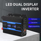Black car inverter with LED dual display, cooling vents, and power switch