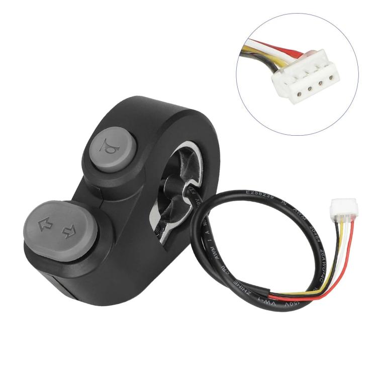 Black horn and turn-signal switch with wiring harness and white connector