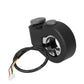 Black horn and turn-signal control switch with mounted circular button modules