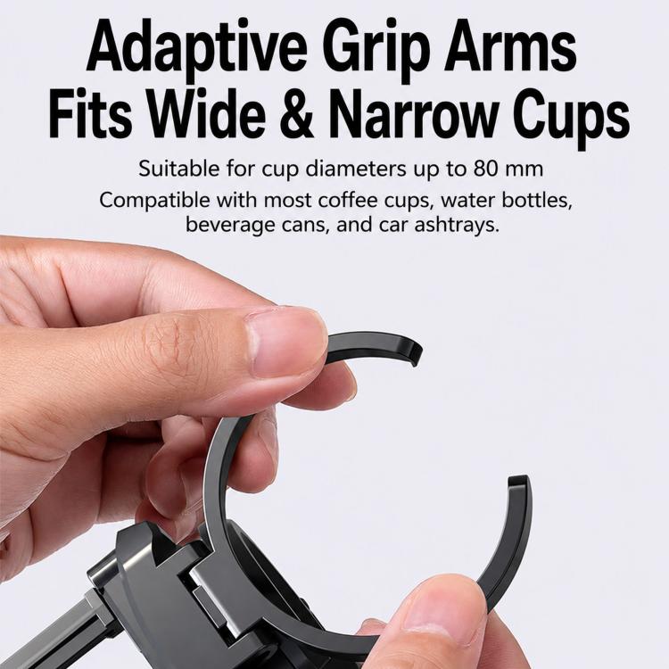 Car air vent cup holder grip arms, black holder shown in hand