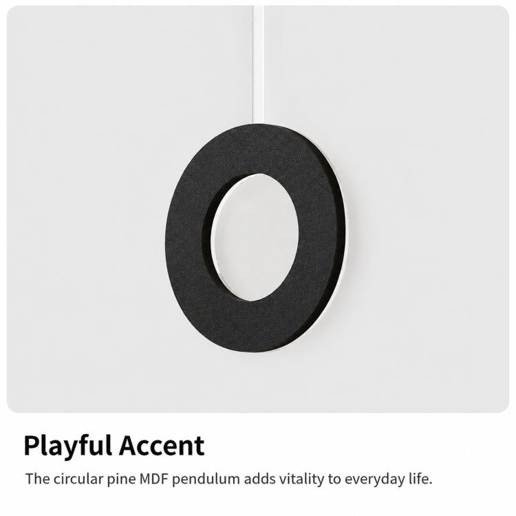 Dark oval wall clock with black frame and pendulum clock hands