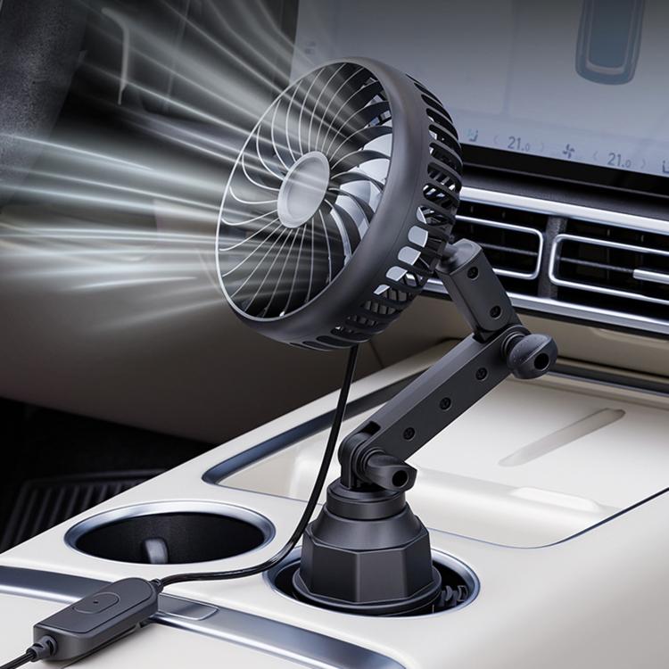 SHUNWEI 12V/24V Car Cup Holder Fan With USB Single Head, SD-2701
