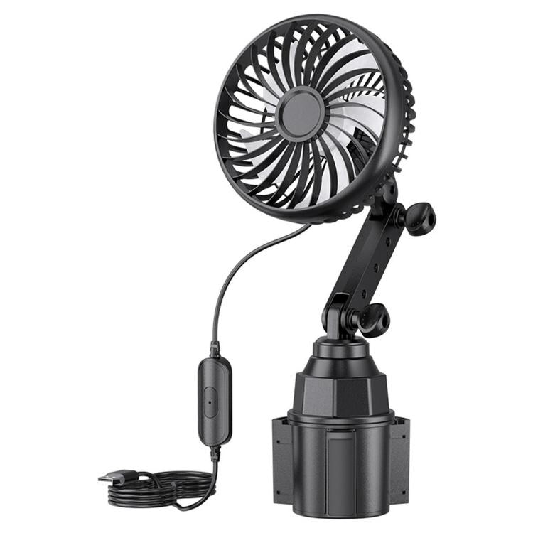 SHUNWEI 12V/24V Car Cup Holder Fan With USB Single Head, SD-2701