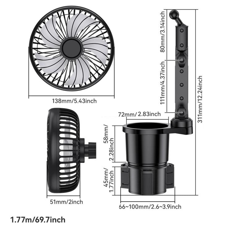 SHUNWEI 2 In 1 Car Cup Holder Multifunctional Adjustable Fan, SD-2704