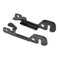 Black scooter swing arm brackets set with curved plates and mounting holes.