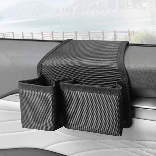 Multifunctional Car Cup Holder Foldable Window Door Side Storage Box, Oxford Fabric Black, Leather Black, Leather Grey, Leather Beige, Leather Red