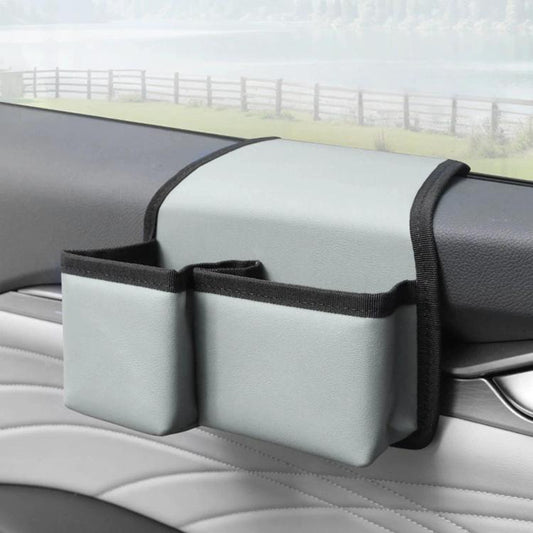 Multifunctional Car Cup Holder Foldable Window Door Side Storage Box, Oxford Fabric Black, Leather Black, Leather Grey, Leather Beige, Leather Red