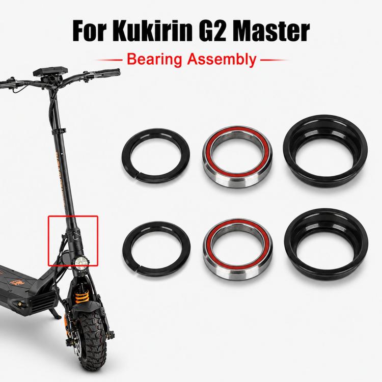 6-piece scooter headset steering bearing kit, black outer seals and red-ring bearings